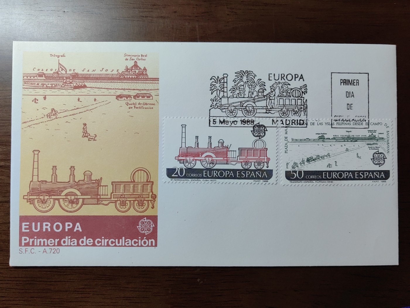 外国精选邮品专场（秒杀）第②①场 西班牙1988，邮政设施 火车 电报