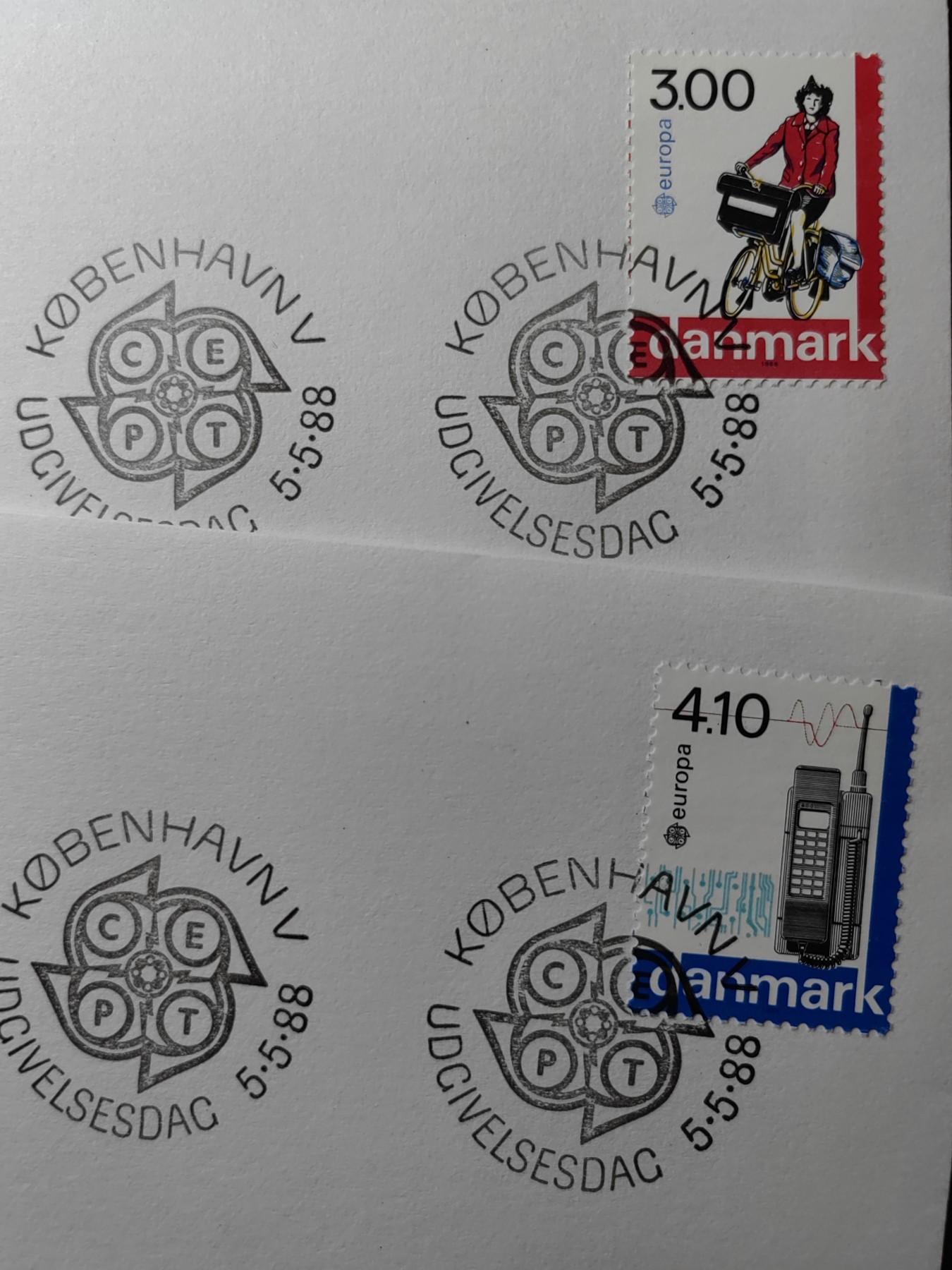 外国精选邮品专场（秒杀）第②①场 丹麦1988年 电话自行车邮递员2全