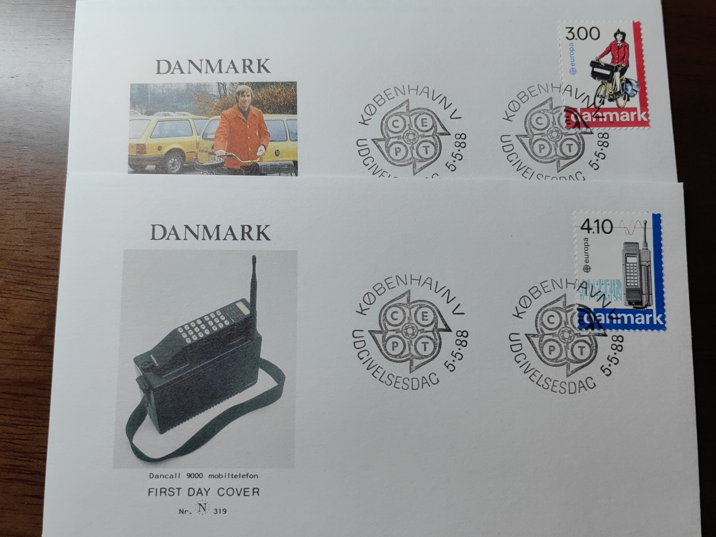 外国精选邮品专场（秒杀）第②①场 丹麦1988年 电话自行车邮递员2全