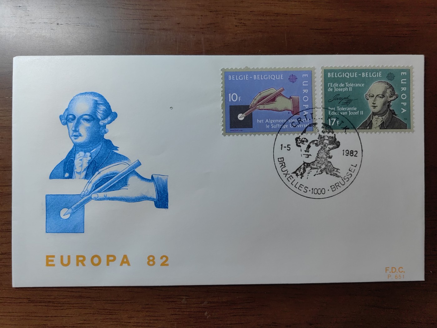 外国精选邮品专场（秒杀）第②①场 比利时1982年 雕刻版 普选权与约瑟夫二世特赦令 
