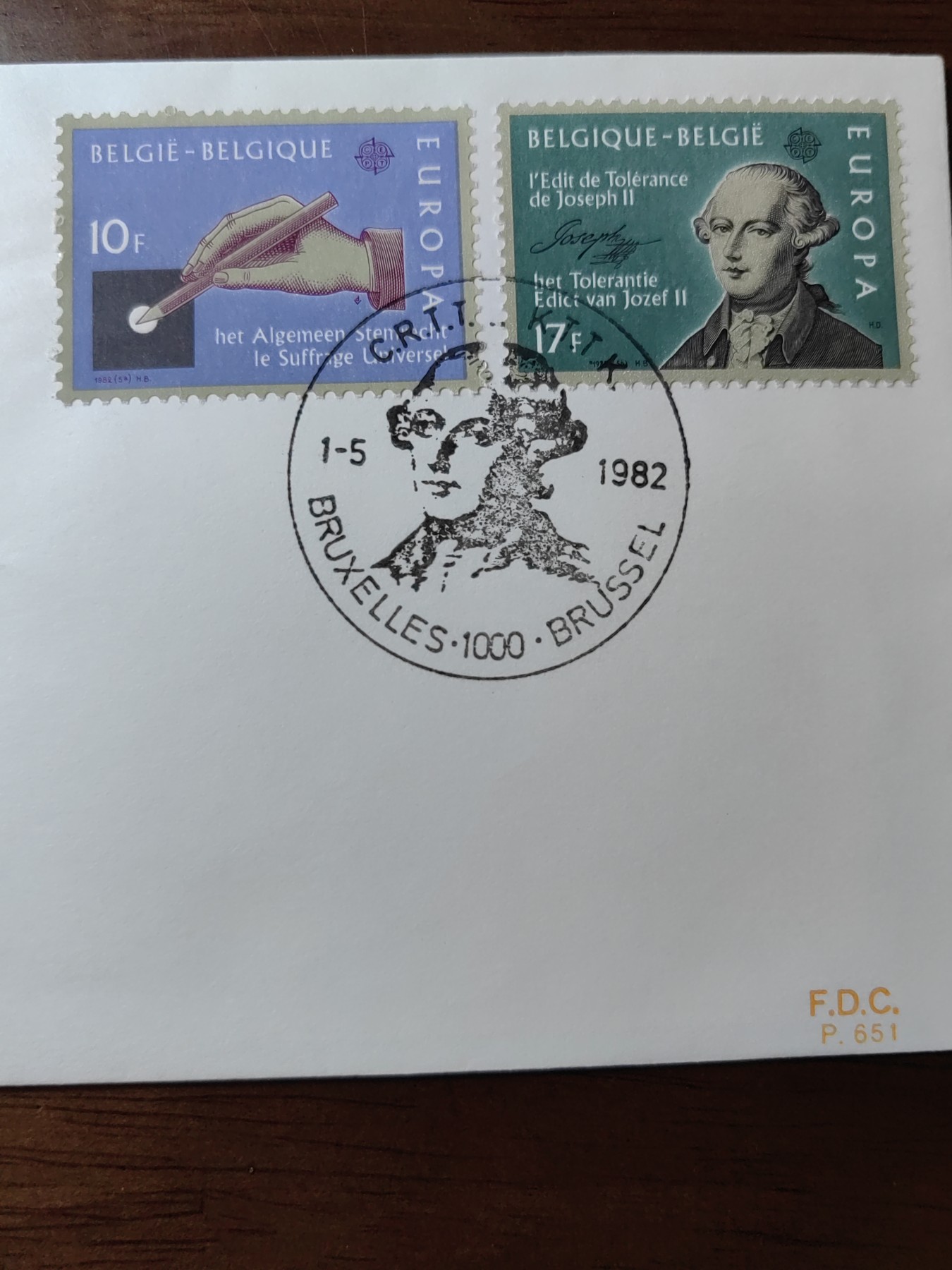外国精选邮品专场（秒杀）第②①场 比利时1982年 雕刻版 普选权与约瑟夫二世特赦令 
