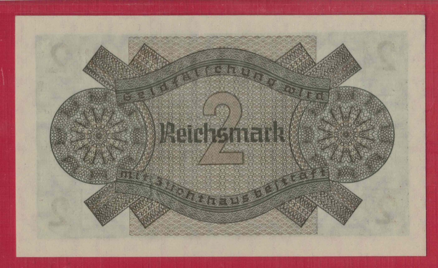 德国1940年至1945年2马克 二战时期 P-R137a 欧洲纸币 实物图 UNC