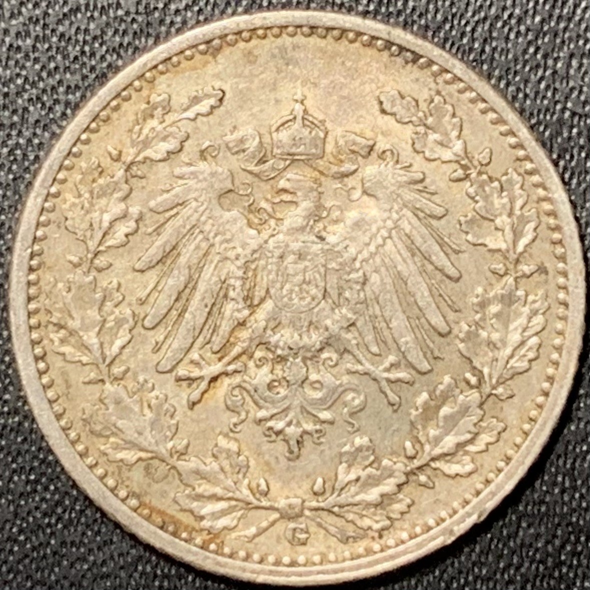 紫瑗钱币——第322期拍卖 德国 1915年 G版 第二帝国 1/2马克 2.77克 0.9银