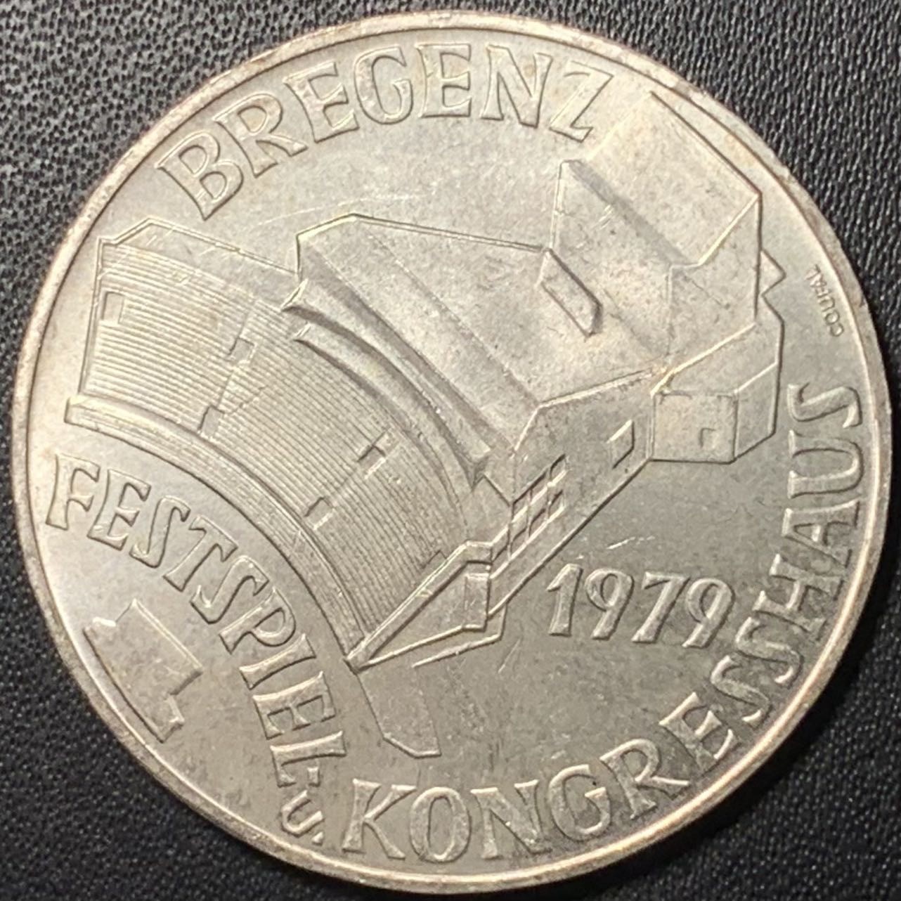 紫瑗钱币——第322期拍卖 奥地利 1979年 布雷根次国会大教堂 100先令 24克 0.64银 UNC