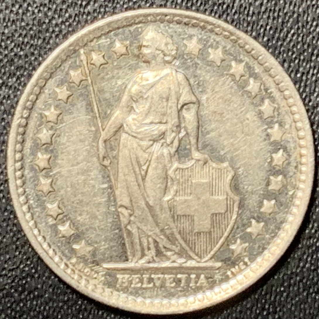 紫瑗钱币——第322期拍卖 瑞士 1958年 赫尔维蒂亚 1/2法郎 2.5克 0.835银 UNC