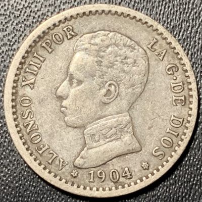 紫瑗钱币——第322期拍卖 - 西班牙 1904年 阿方索十三世 少年头 50分 2.5克 0.835银