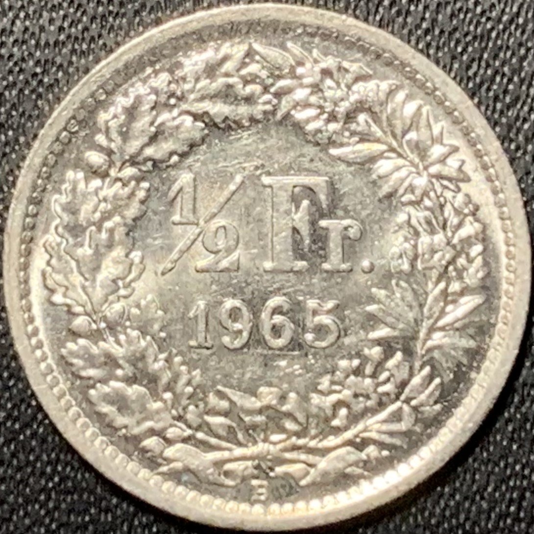 紫瑗钱币——第322期拍卖 瑞士 1965年 赫尔维蒂亚 1/2法郎 2.5克 0.835银 UNC