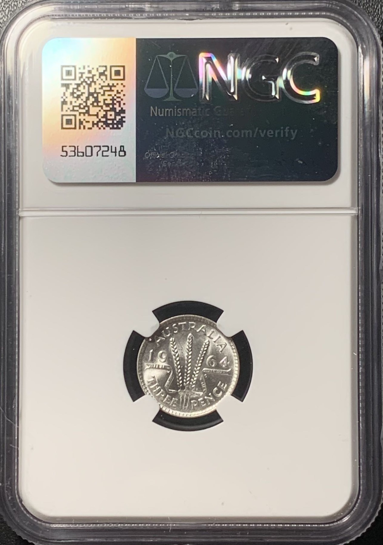 紫瑗钱币——第322期拍卖 澳大利亚 1964年 伊丽莎白二世 3便士 银币 NGC MS64