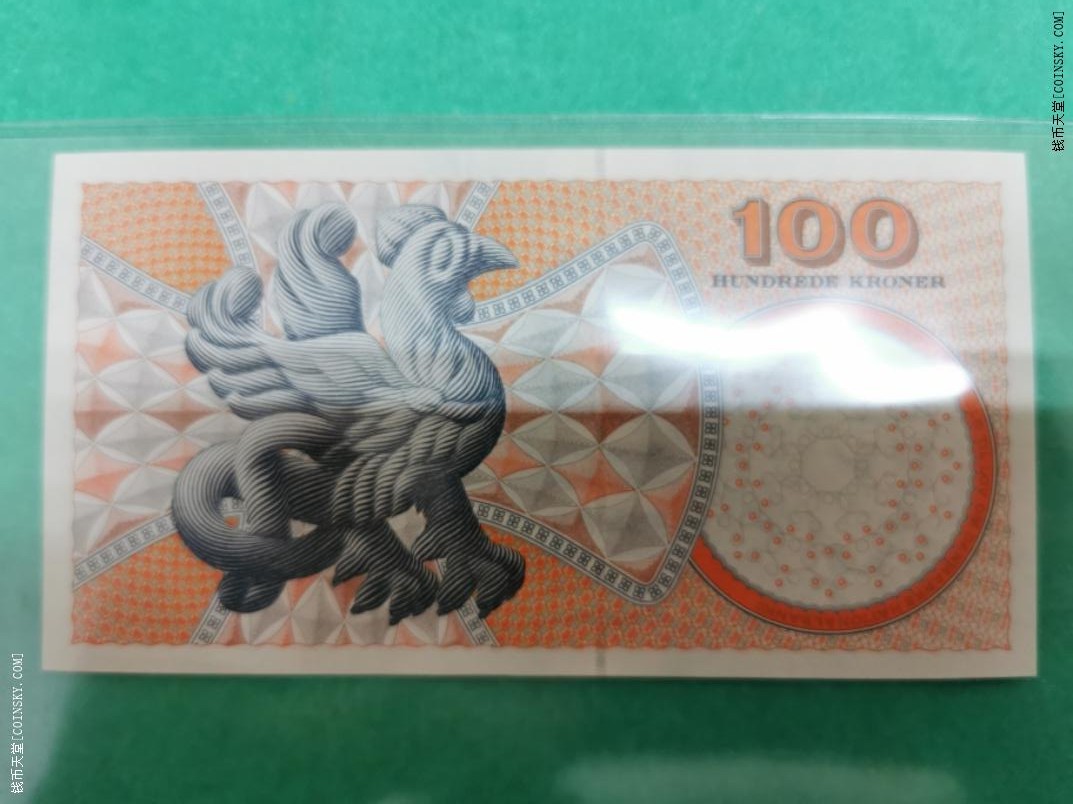 丹麦2002年100马克 P-61 无4 签名少 欧洲纸币 实物图 UNC