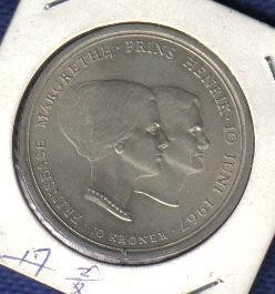 丹麦10克朗 1967年 玛格丽特公主结婚纪念银币 欧洲硬币 实物图 AUNC - 丹麦10克朗 1967年 玛格丽特公主结婚纪念银币 欧洲硬币 实物图 AUNC
