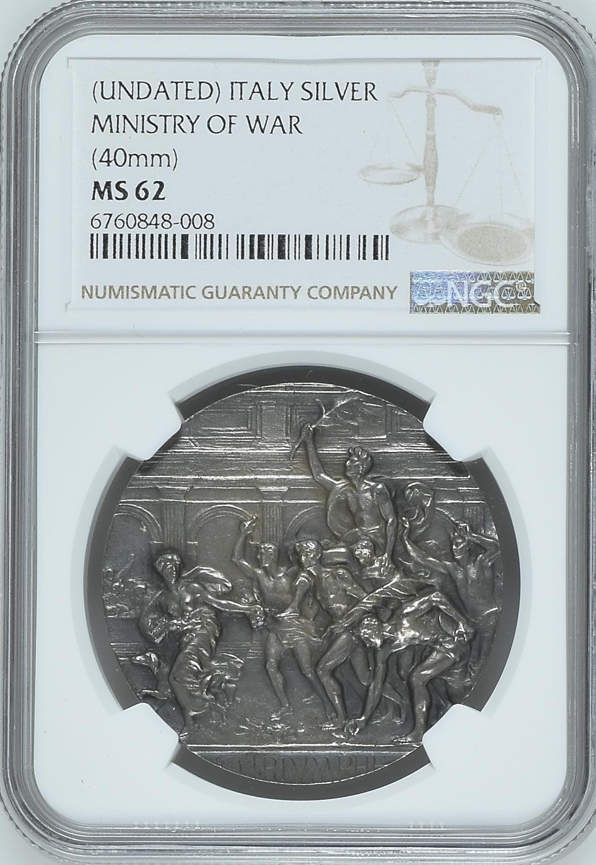 19世纪意大利卡斯蒂廖内功绩纪念银章NGC-MS62 (UNDATED) ITALY