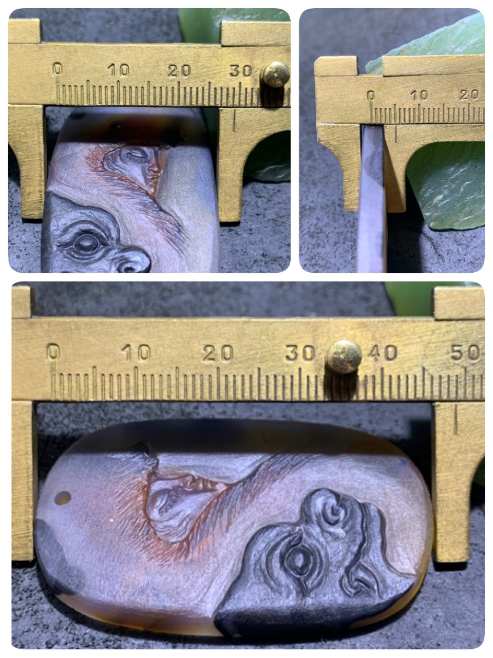 精美亚光高玉化巴西玛瑙手工俏色巧雕狼王吊坠一个！