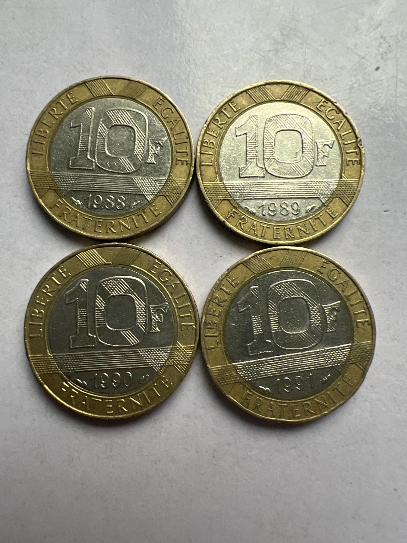 【易洋钱喜】第十三场 外国硬币专场 0元起拍 满百包邮 法国1988-91年10法郎