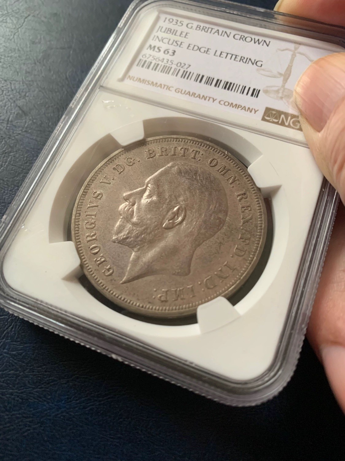 1935年英国乔治五世1克朗木马剑大银币NGC-MS63 1935年英国乔治五世1克朗木马剑大银币NGC-MS63