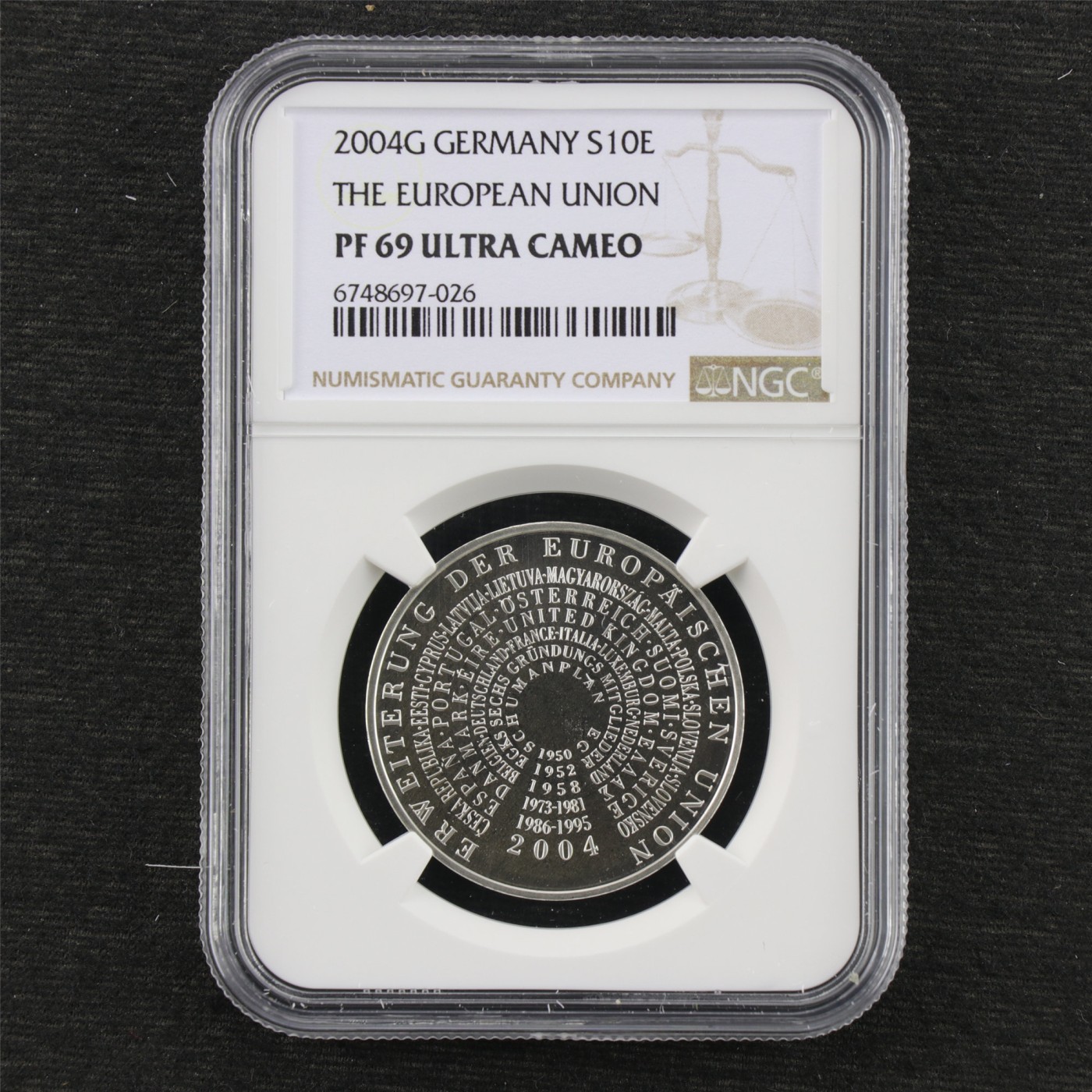 【亘邦集藏】第179期拍卖 2004年 德国银币10欧元 欧盟纪念 NGC PF69 6748697-026