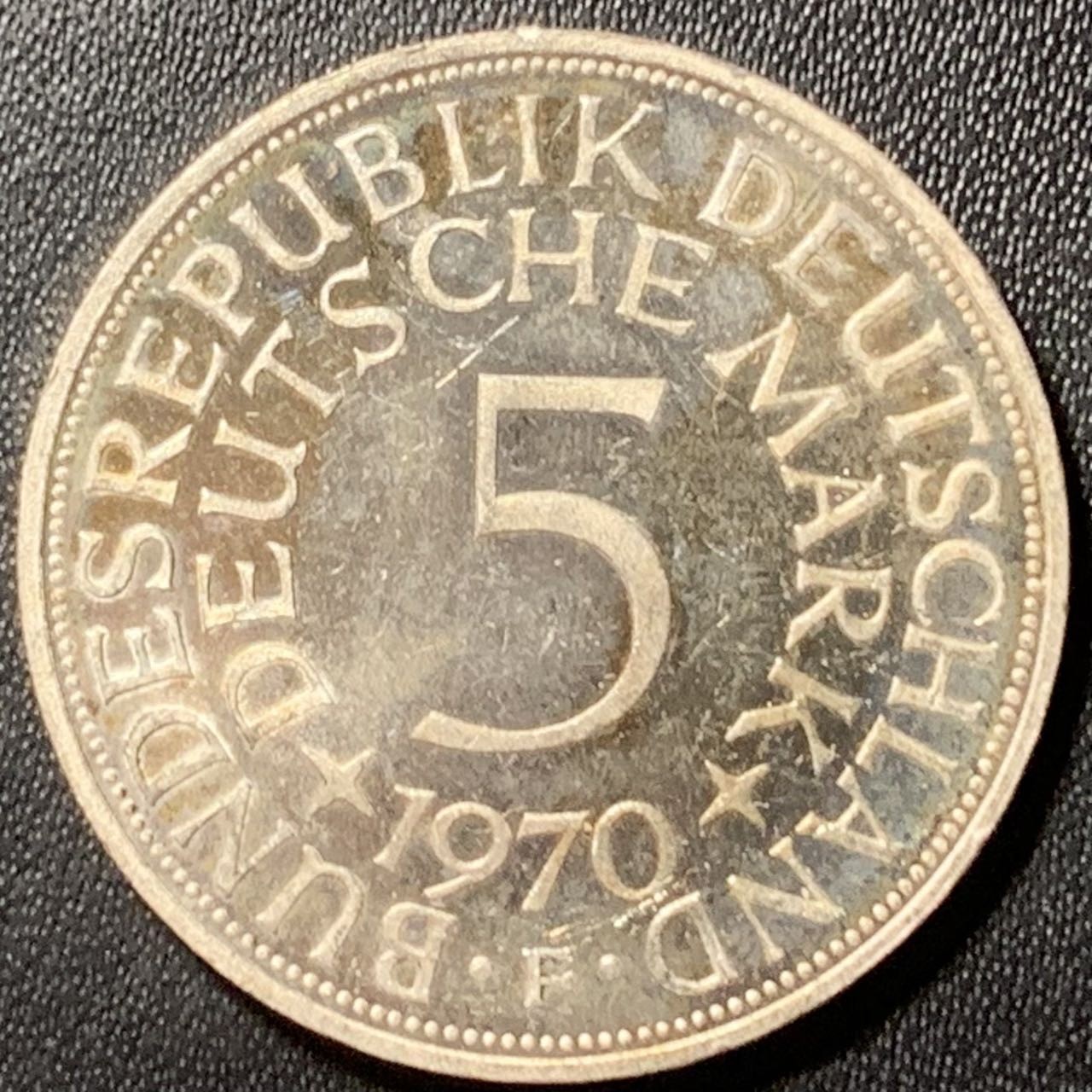 紫瑗钱币——第324期拍卖 联邦德国 1970年 F厂 流通 5马克 11.2 0.625 UNC 可评级