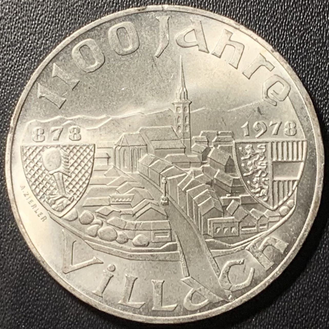 紫瑗钱币——第324期拍卖 奥地利 1978年 维拉奇成立1100周年 100先令 24克 0.64银 UNC