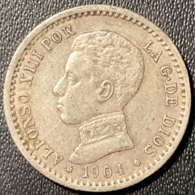 紫瑗钱币——第324期拍卖 - 西班牙 1904年 阿方索十三世 少年头 50分 2.5克 0.835银