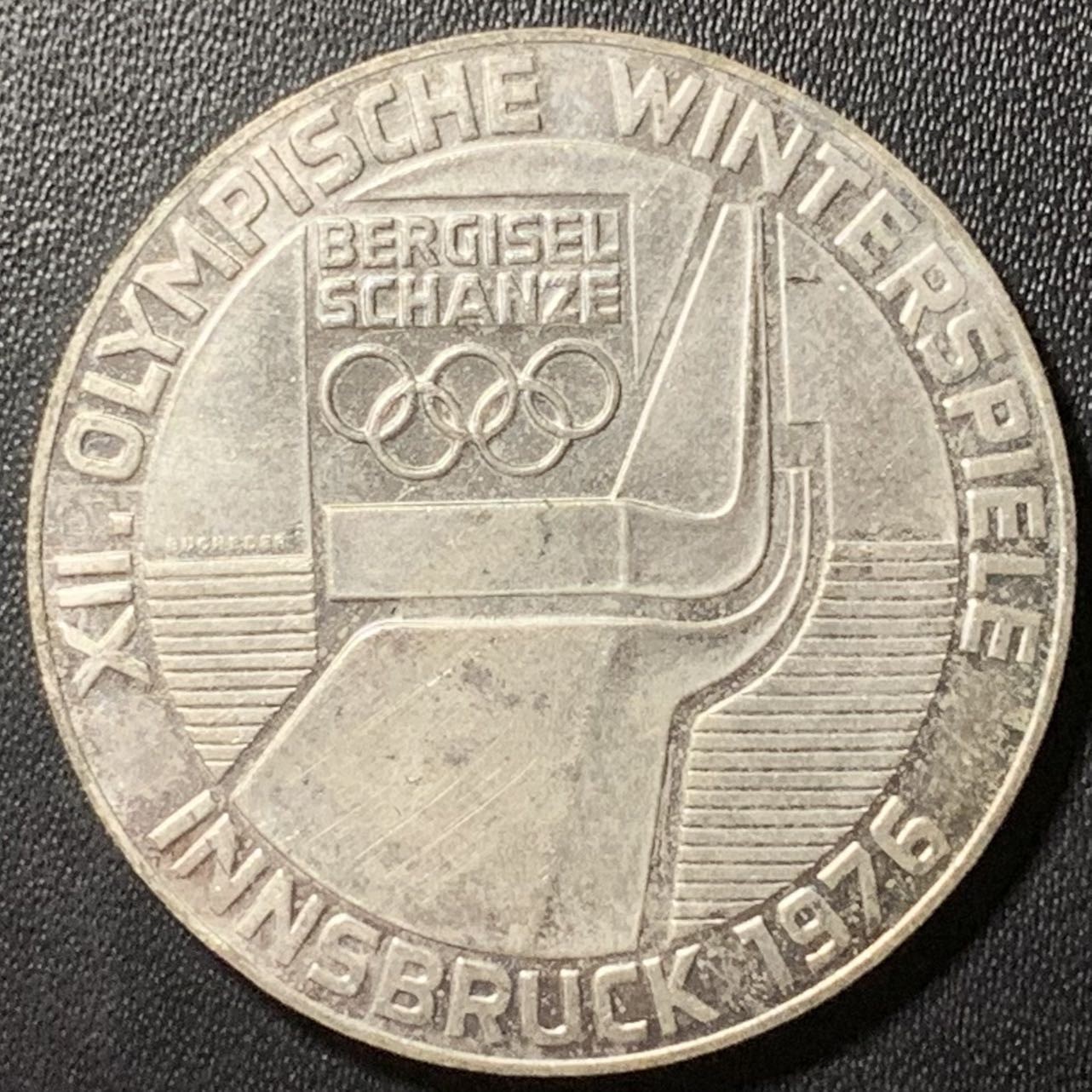 紫瑗钱币——第324期拍卖 奥地利 1976年 因斯布鲁克冬奥运 会标 100先令 24克 0.64银 UNC