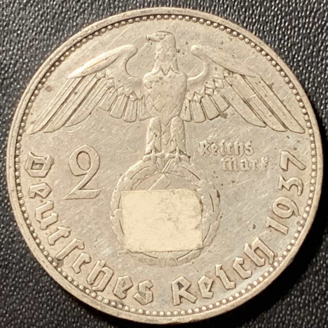 紫瑗钱币——第324期拍卖 德国 1937年 A版 兴登堡 字符 2马克 8克 0.625银