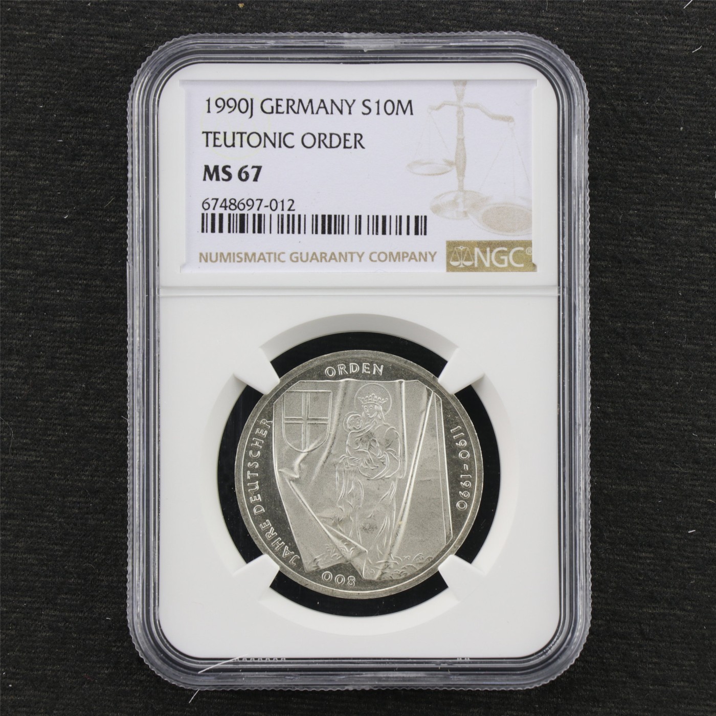【亘邦集藏】第179期拍卖 1990年 德国银币10马克 条顿骑士团 NGC MS67 6748697-012