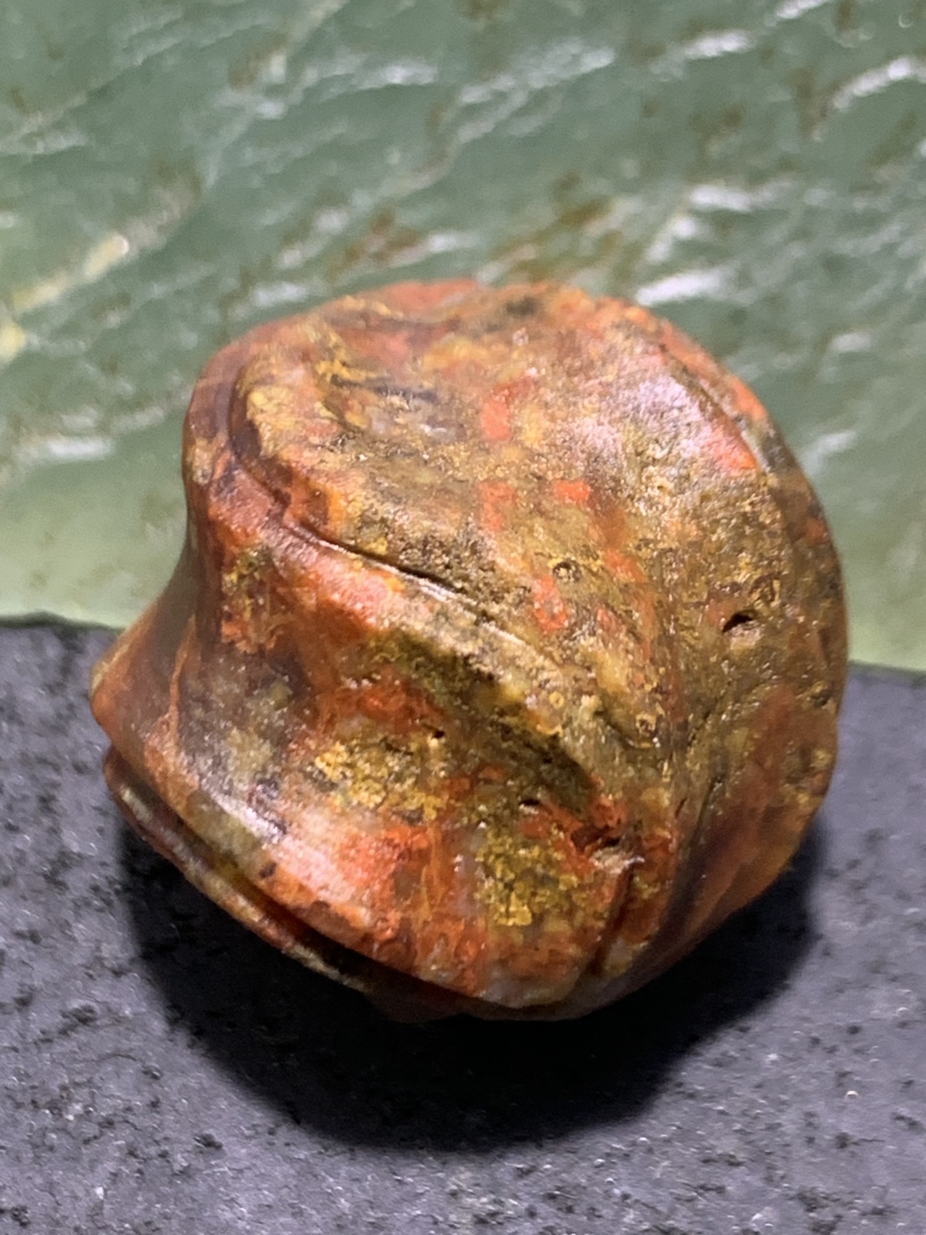 精美高玉化亚光草花战国红玛瑙手工雕刻转纹珠一颗！