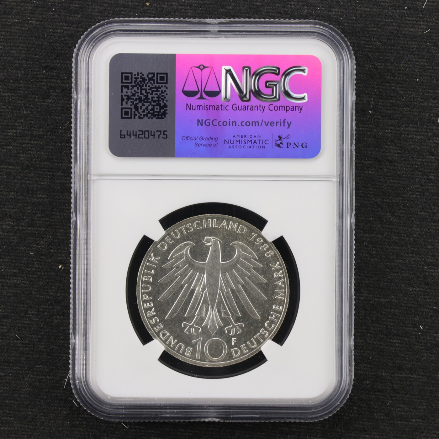 【亘邦集藏】第179期拍卖 1988年 德国银币10马克 卡尔蔡司 NGC MS65 6748697-005