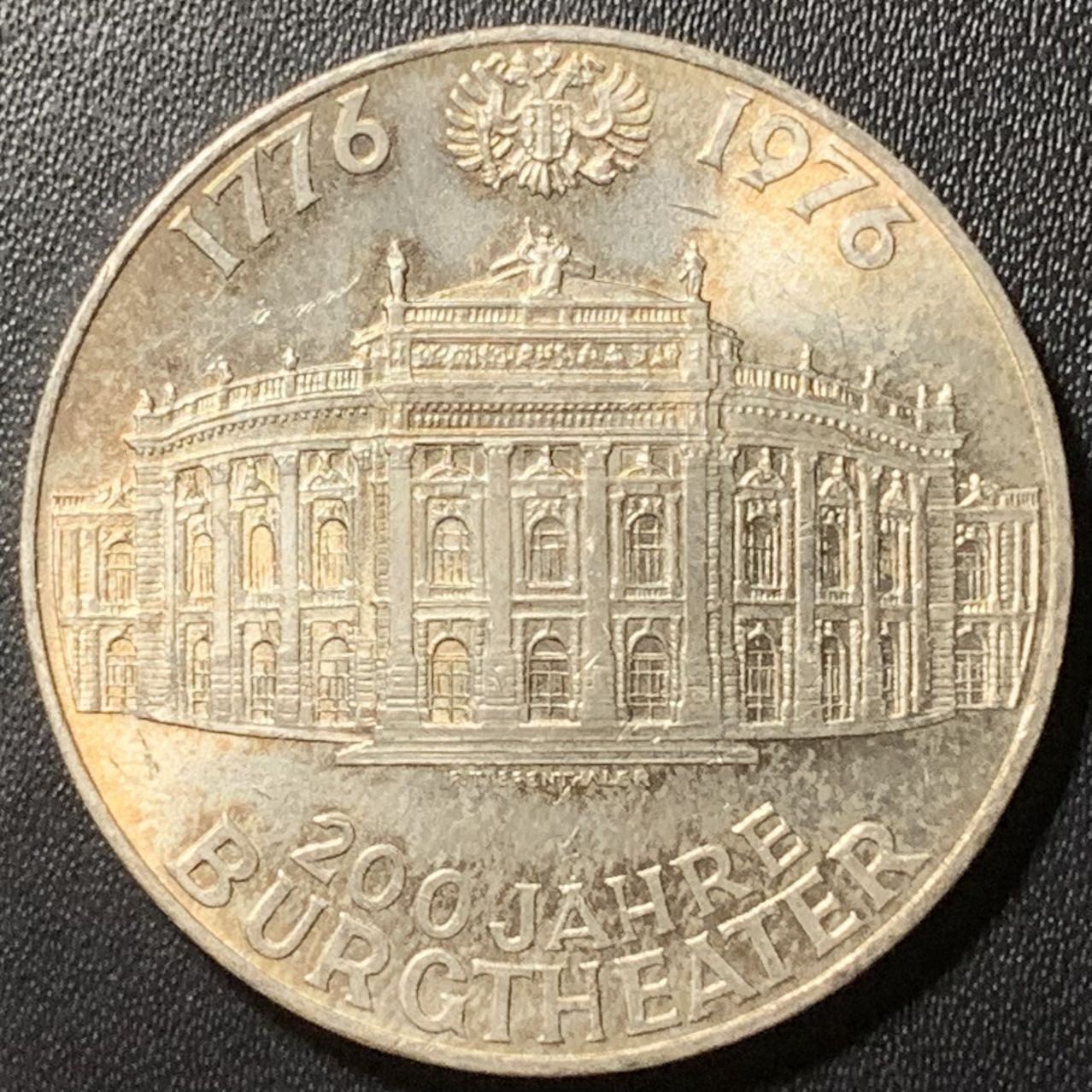 紫瑗钱币——第324期拍卖 奥地利 1976年 宫廷剧院诞辰200周年 100先令 24克 0.64银 UNC