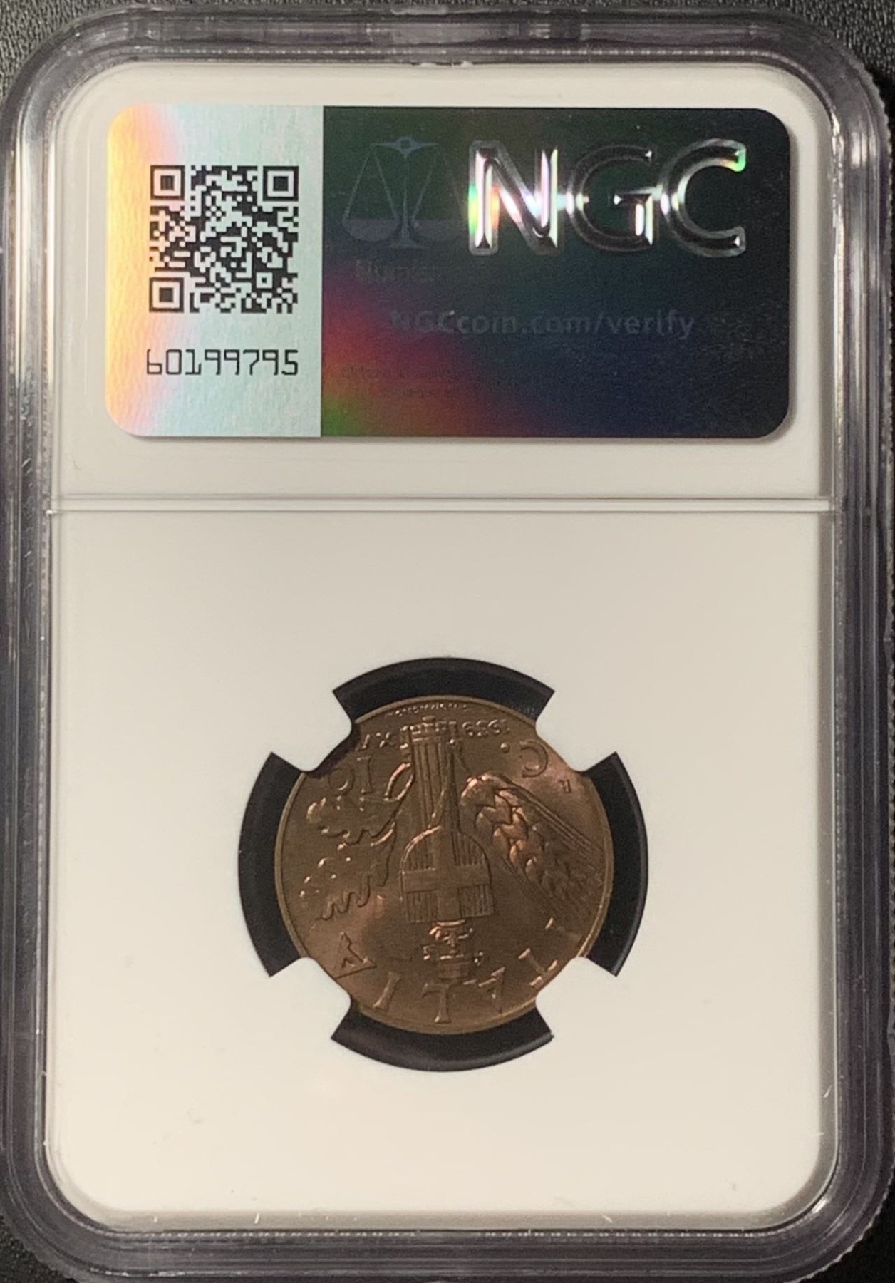 紫瑗钱币——第324期拍卖 意大利 1939年 伊曼纽埃三世 10分 铜币 NGC MS64 RB