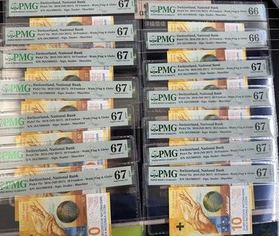 PMG66 瑞士2016年10法郎 P-75c 首发A冠 IBNS获奖纸币 - PMG66 瑞士2016年10法郎 P-75c 首发A冠 IBNS获奖纸币