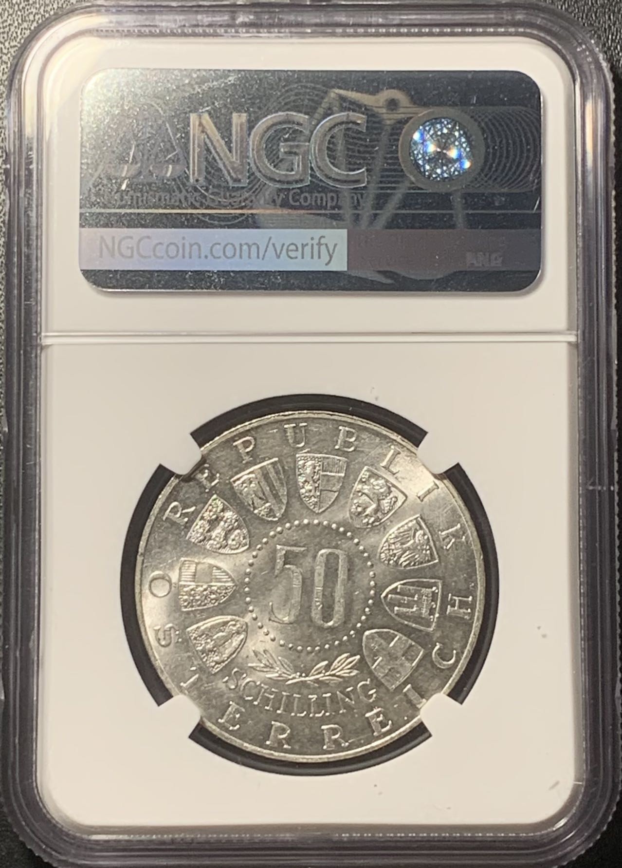 紫瑗钱币——第324期拍卖 奥地利 1964年 因斯布鲁克冬奥会 50先令 银币 NGC MS62