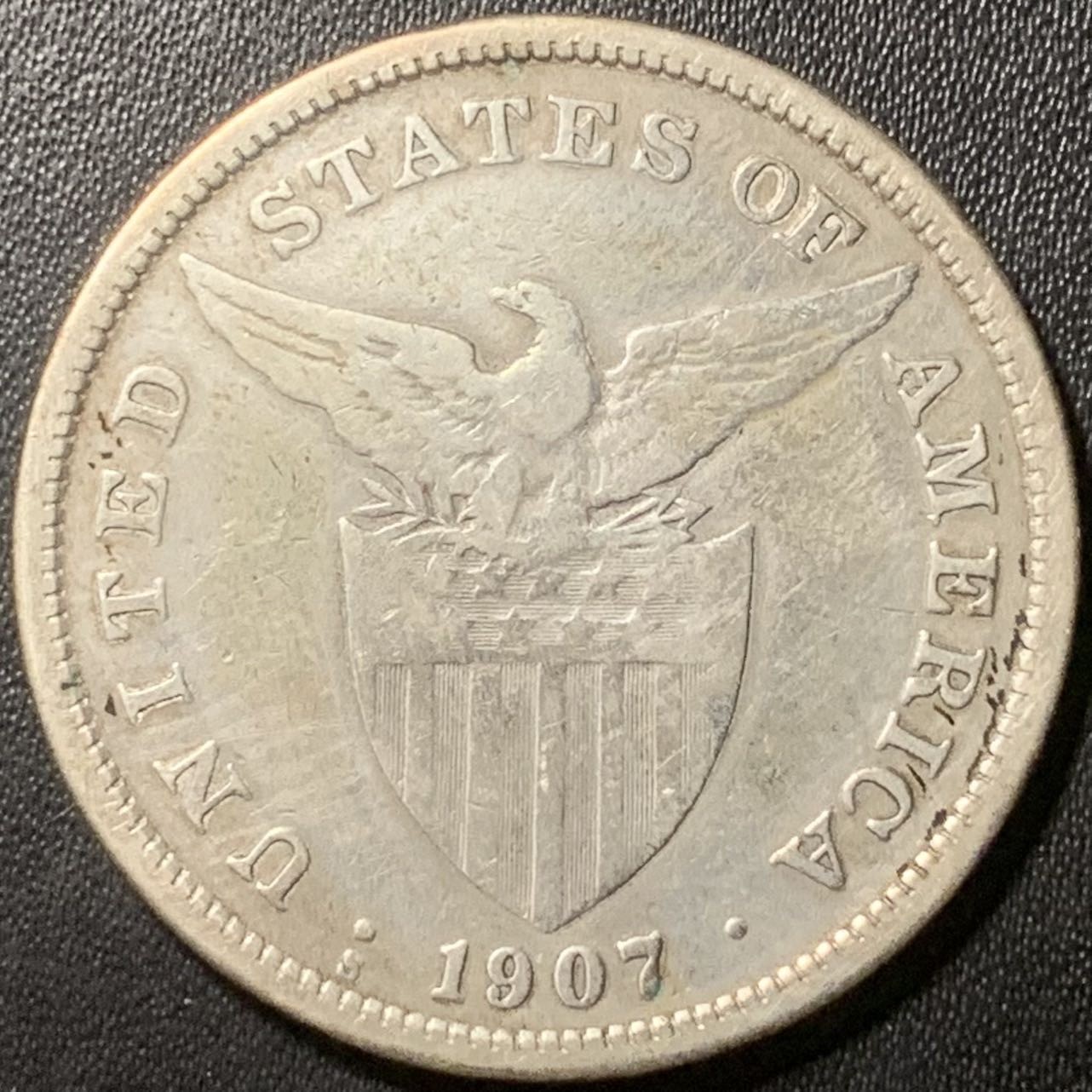 紫瑗钱币——第324期拍卖 美属菲律宾 1907年 女神 1比索 小样 20克 0.8银