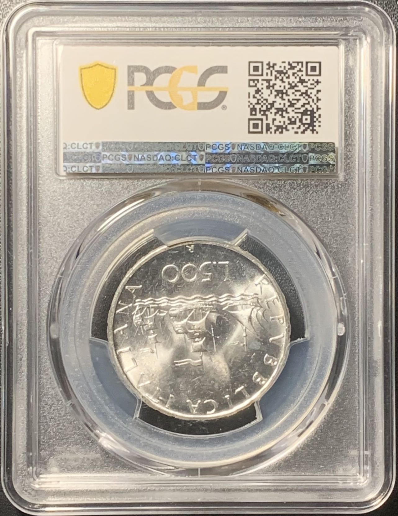 紫瑗钱币——第324期拍卖 意大利 1966年 少女与帆船 500里拉 银币 PCGS MS65