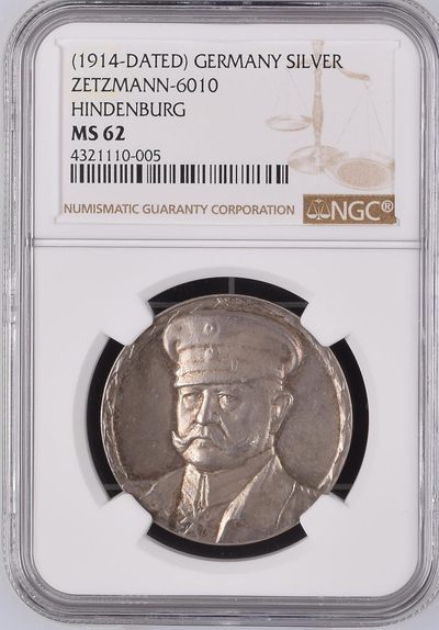 P’Coin&Jade出品·藏家专场 - (1914-DATED) GERMANY ZETZMANN-6010 HINDENBURG1914年德国一战兴登堡银章 36mm 磨砂 RG