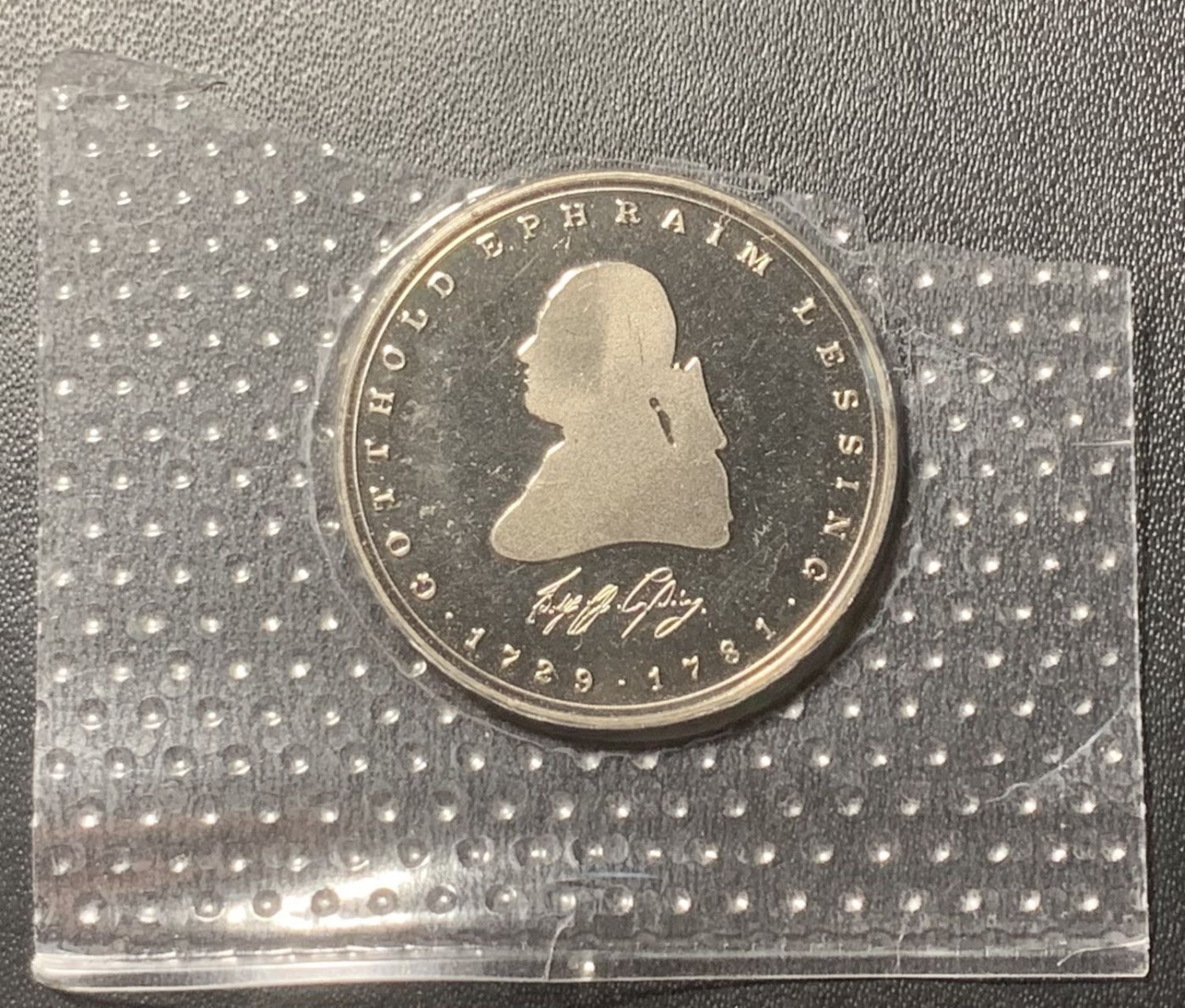 紫瑗钱币——第324期拍卖 联邦德国 1981年 J版 戈特霍尔德·埃法莲·莱辛 逝世200周年 5马克 镍币 精制 半原封