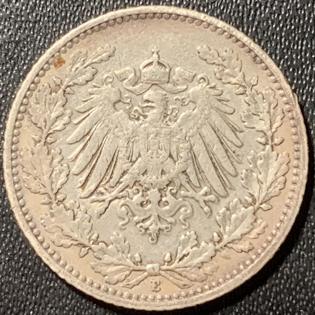 紫瑗钱币——第324期拍卖 德国 1908年 E版 第二帝国 1/2马克 银币 2.77克 0.9银