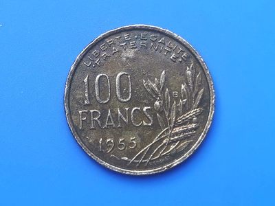 【易洋钱喜】第十三场 外国硬币专场 0元起拍 满百包邮 - 法国1955年100法郎