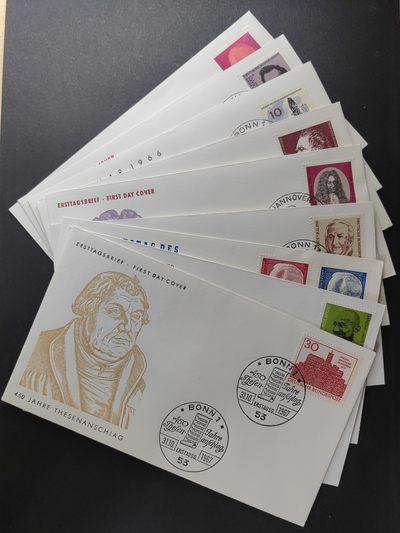 德国早期精品首日封（拍卖）第②④场 - 德国60年代邮戳系列（世界名人系列）9件