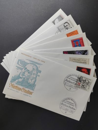 德国早期精品首日封（拍卖）第②④场 - 德国60年代邮戳系列（世界名人）共8件