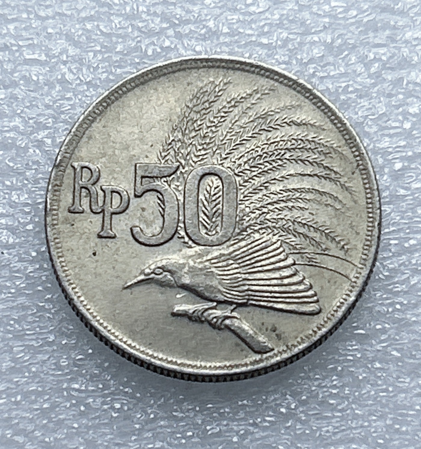 全场一元起拍 世界钱币散币专场 第37期 印度尼西亚1971年50卢比硬币 天堂鸟