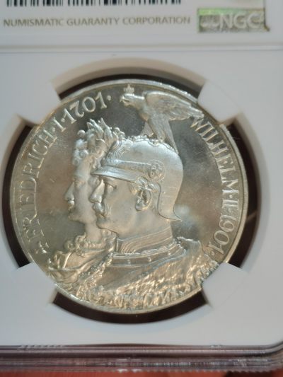 NGC-PF64CAMEO德国1901年普鲁士建国200周年精制5马克银币