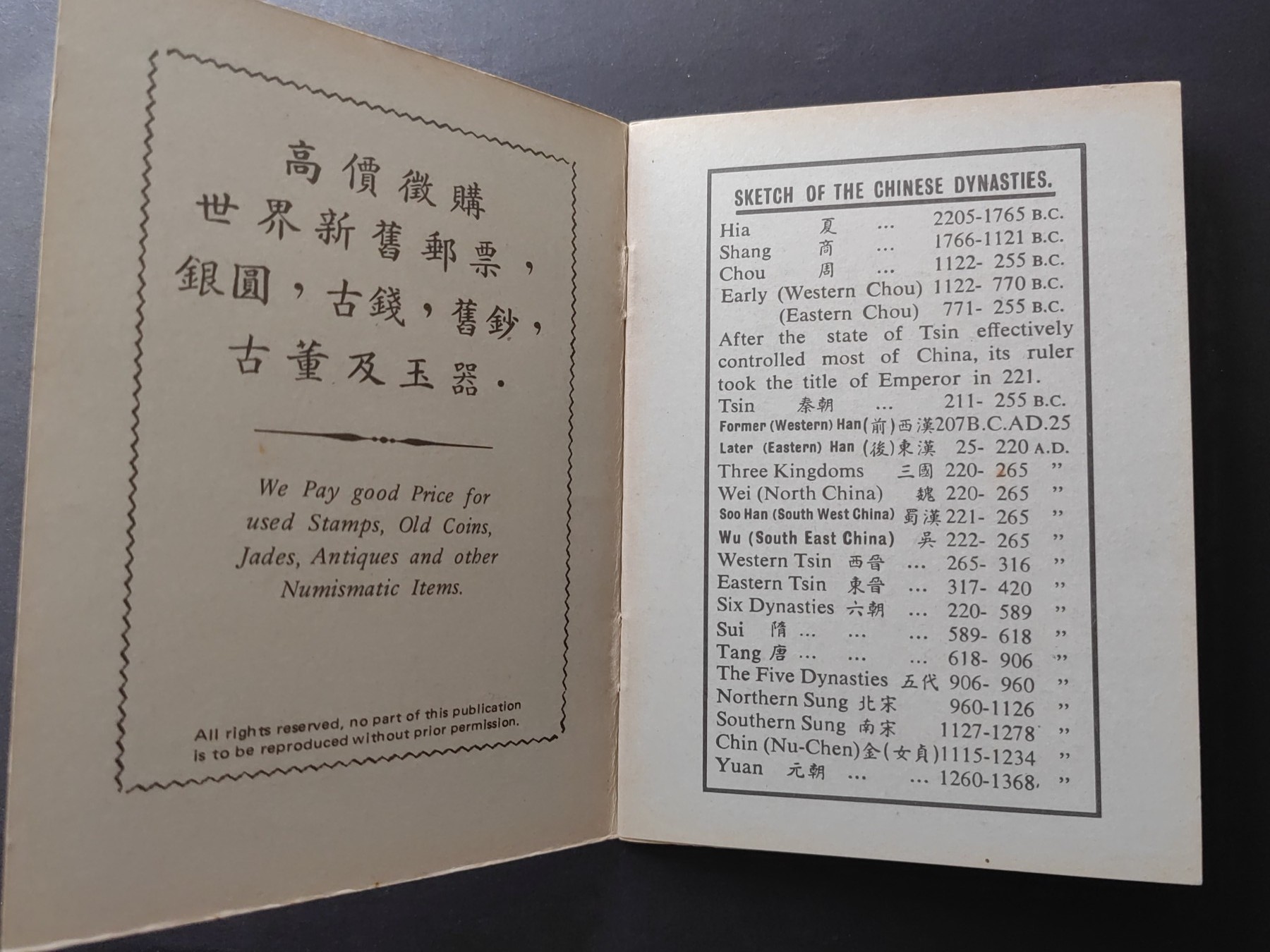 中国精品首日封&事件纪念封（拍卖）第②⑤场 马来西亚 梁集邮公司 中国年号及时间（共13页）小字典