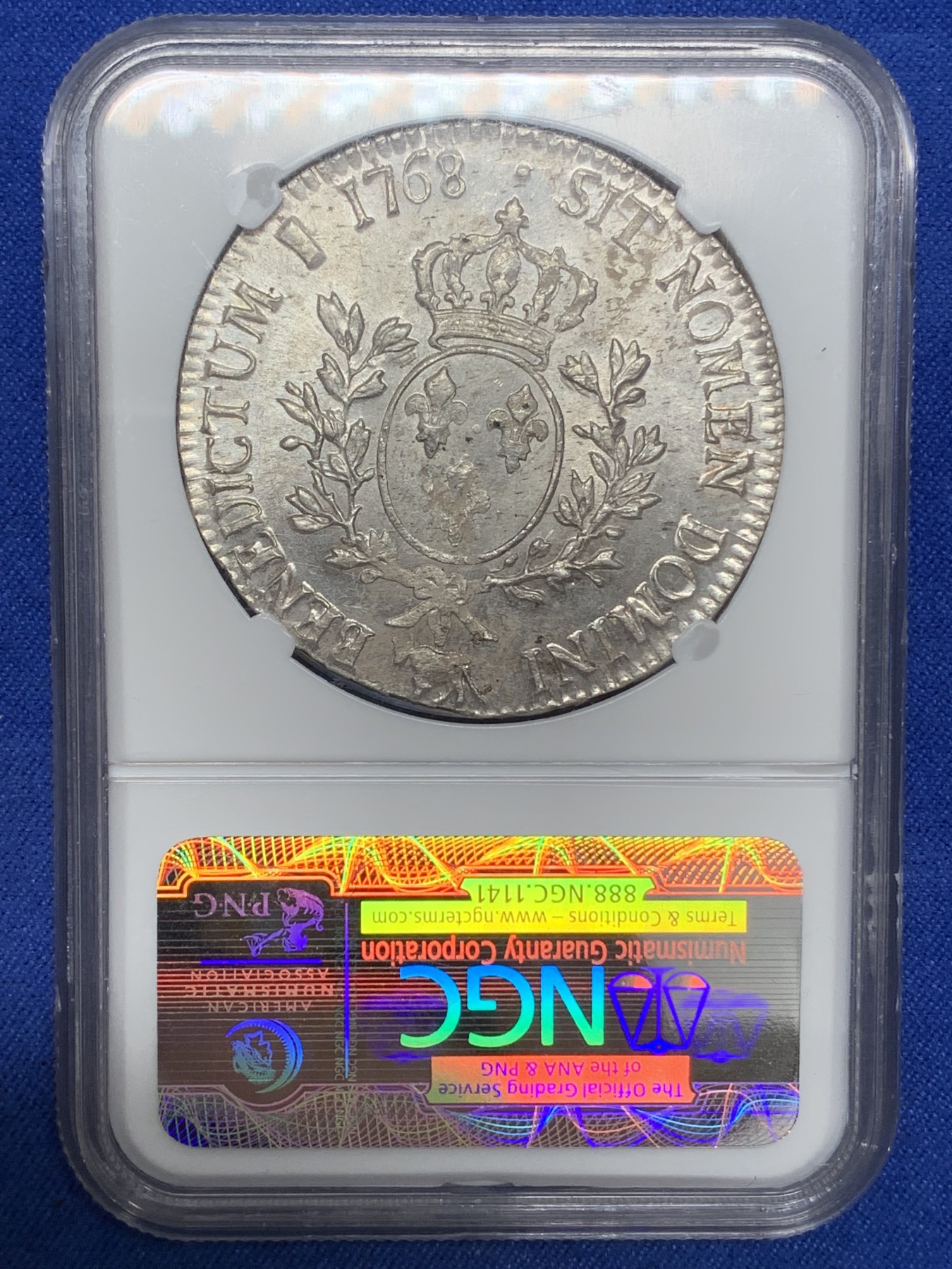 《竞宝斋》第215场-周日，周一 2场 (全场包邮) NGC-MS62 法国1768路易十五埃居 NGC唯一冠军分 光度一流 罕见品种 法系必备！