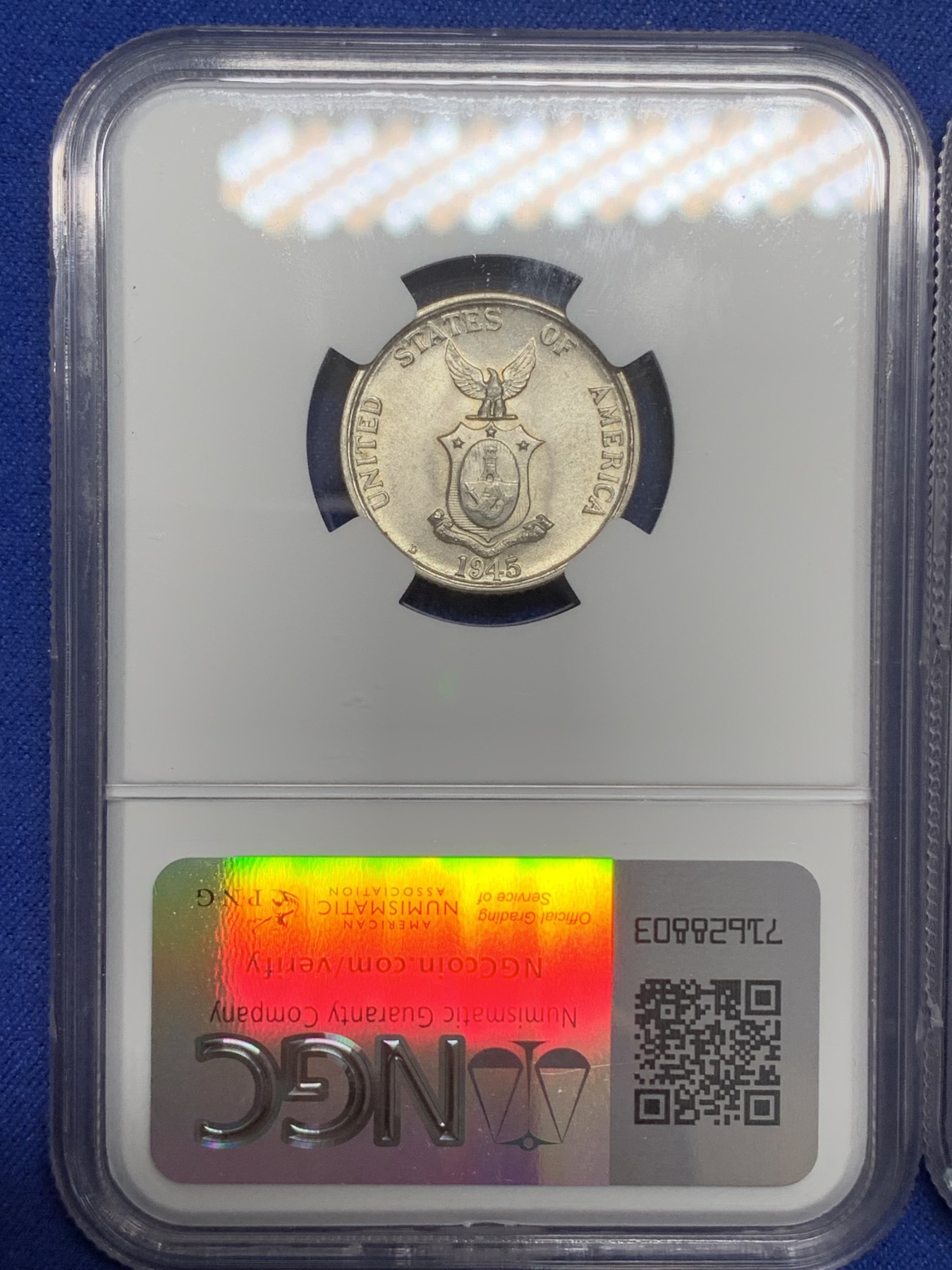 《竞宝斋》第215场-周日，周一 2场 (全场包邮) 两枚一组 NGC-MS64 美属菲律宾打铁女神20C银币，转光好品+NGC-MS62南非开拓者里贝克10C银币，光度好低评