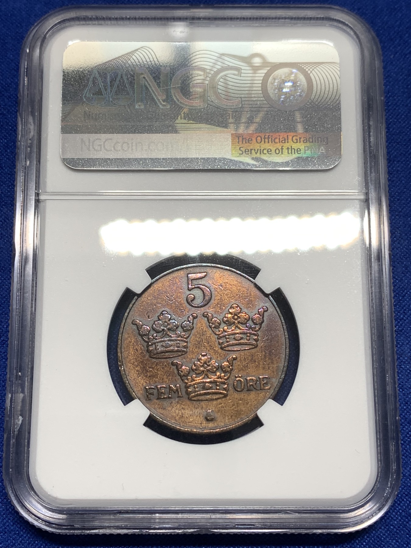 《竞宝斋》第215场-周日，周一 2场 (全场包邮) NGC AUD 1920年瑞典5O铜币