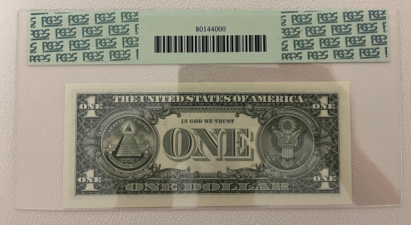Chase Auction 第26期 - - 外钞、民国钞和人民币混合场！（临时有事，改到22号） 2003A版 1美元 星*补号（Replacement）号码无47 首都Washington老印钞厂印刷 PCGS评级66PPQ