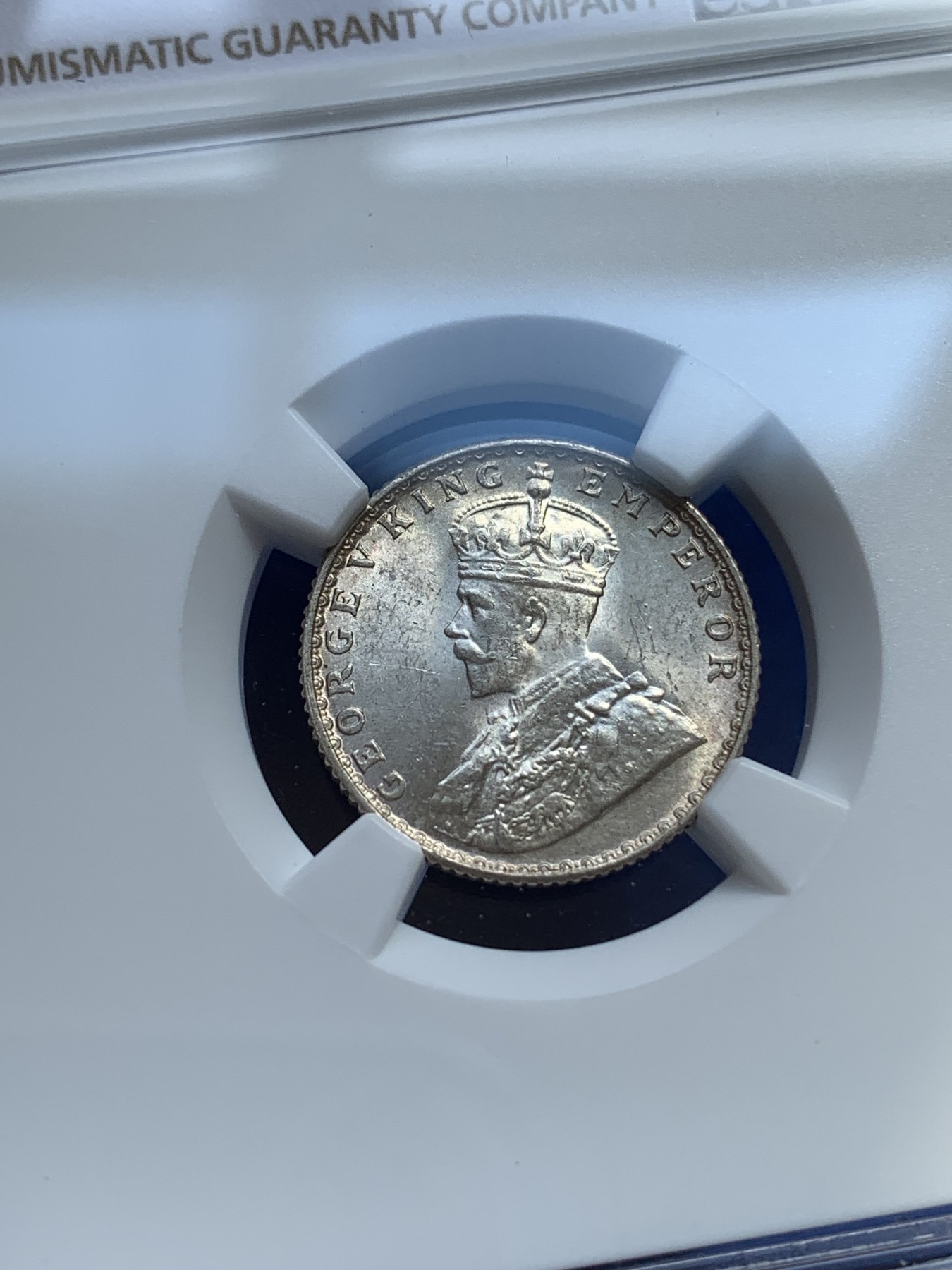 《竞宝斋》第215场-周日，周一 2场 (全场包邮) NGC-MS63 印度 1936年 1/4卢比 底板丝滑，状态很好