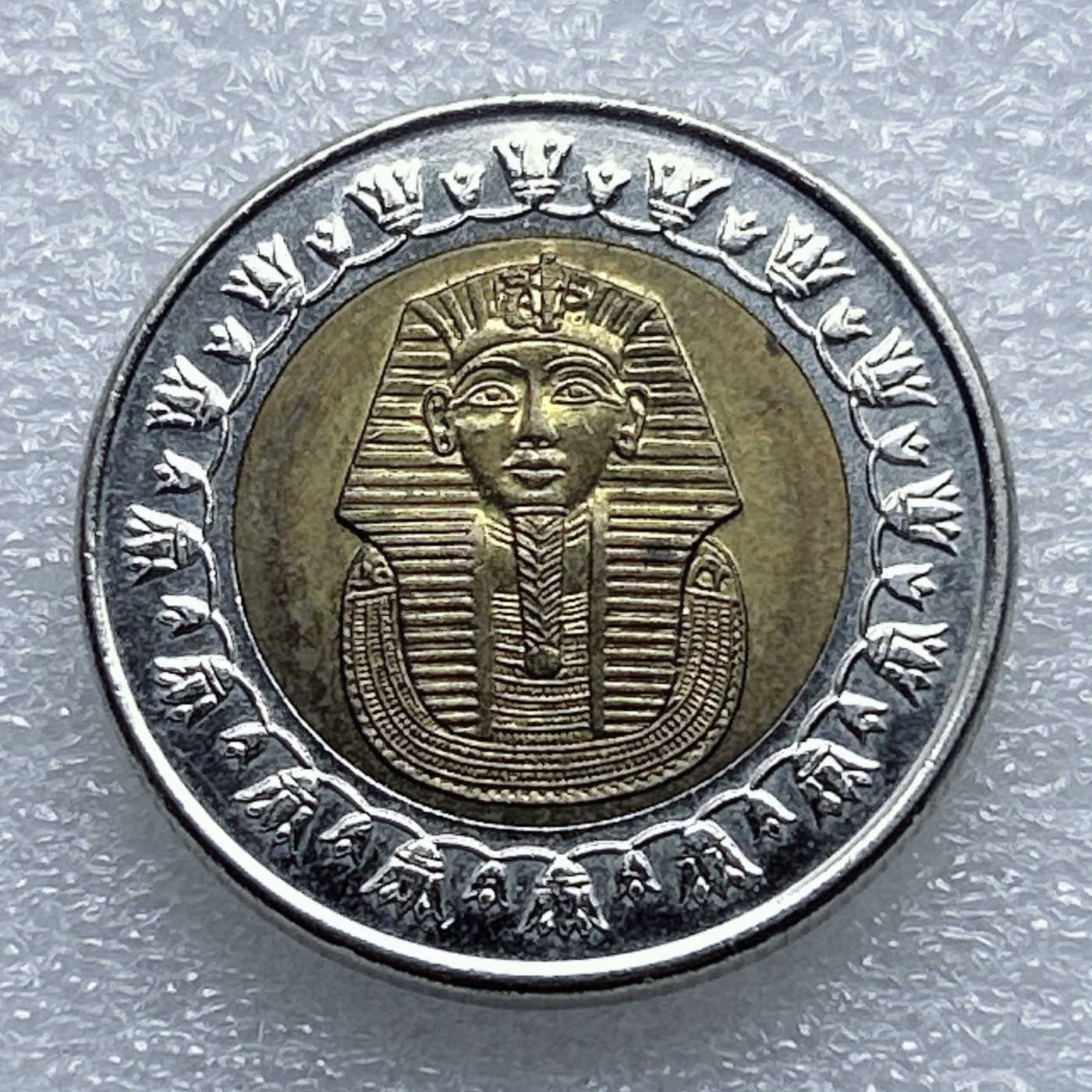 全场一元起拍 世界钱币散币专场 第37期 埃及1镑双色币 图坦卡蒙法老狮身人面像