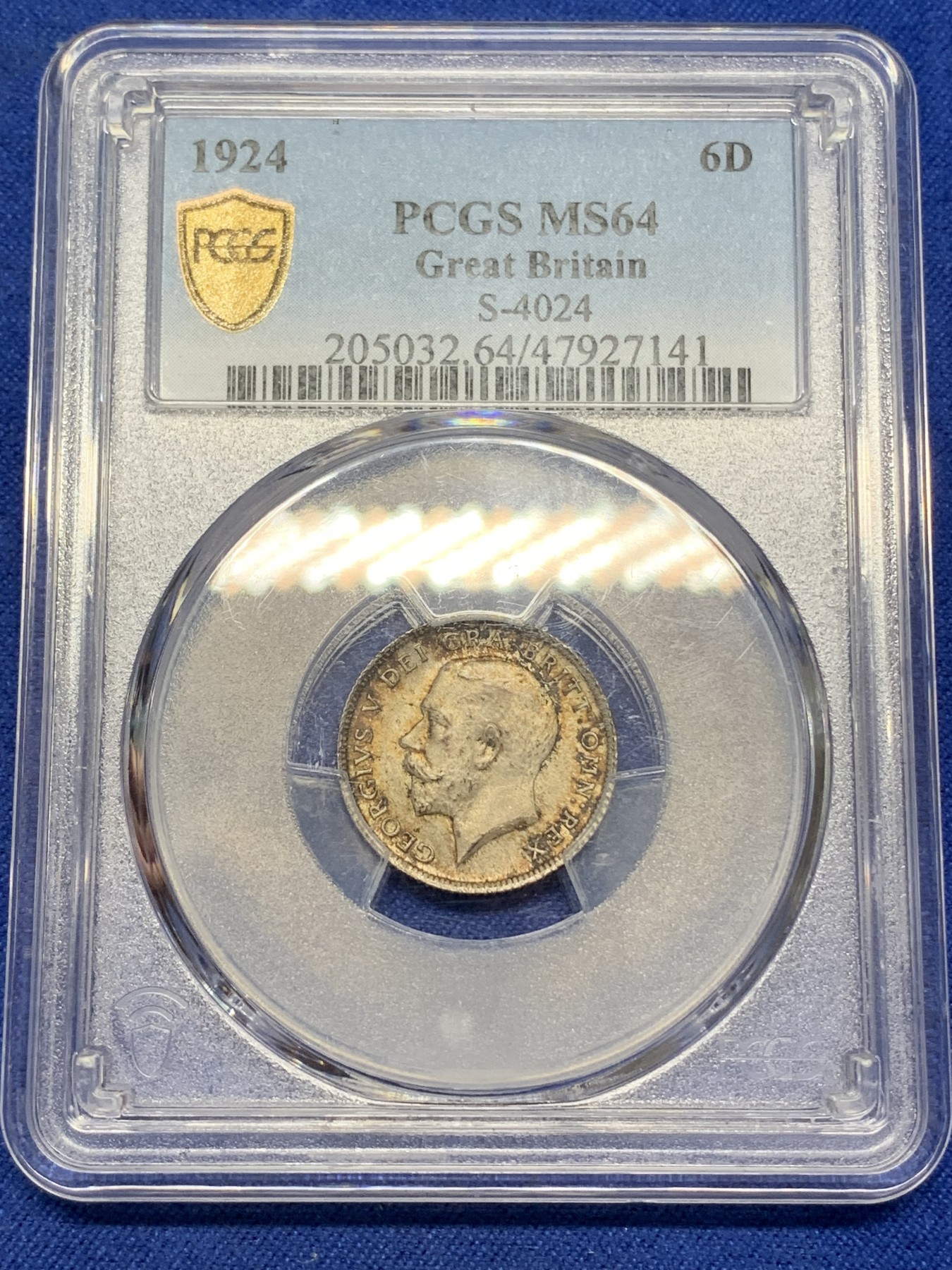 《竞宝斋》第215场-周日，周一 2场 (全场包邮) PCGS MS64 英国1924年乔五6便士银币