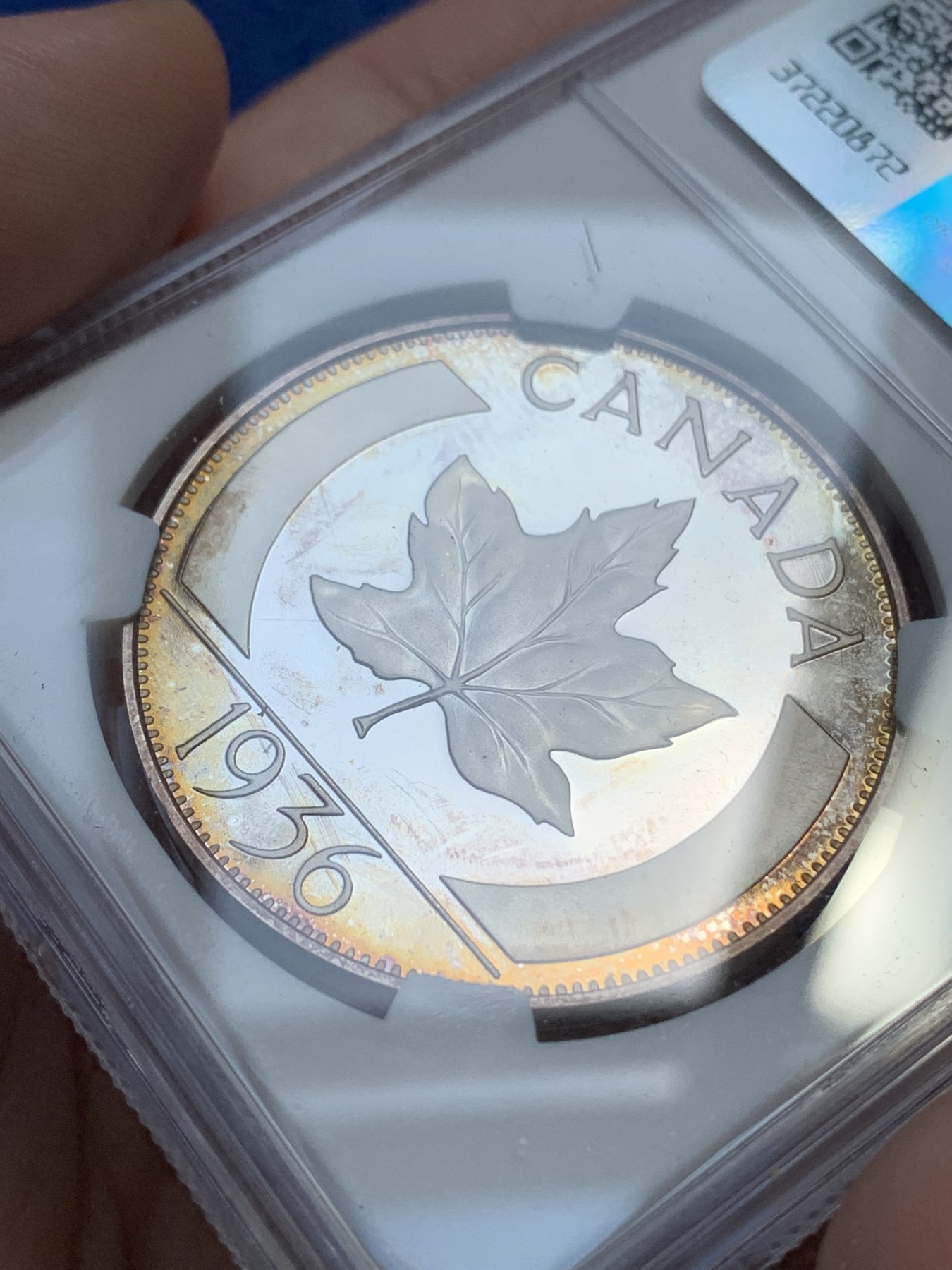 《竞宝斋》第215场-周日，周一 2场 (全场包邮) NGC-PF67 后铸加拿大1936爱德华八世 银质1克朗 NGC冠军分 币面的镜面感和凝霜感都非常完美